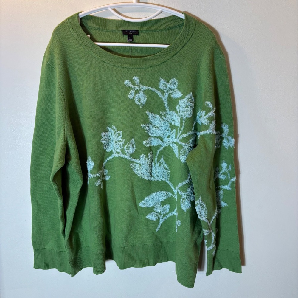 Talbots‎ Crewneck Pullover Placed Floral Sweater Size 2X Petite NWT